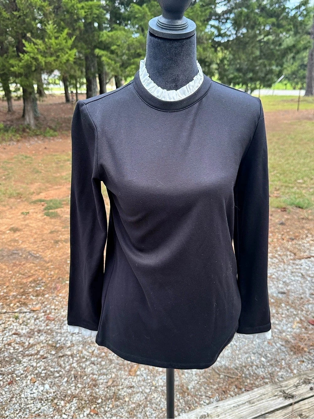 Anne Klein Black Long Sleeve Top Size XS